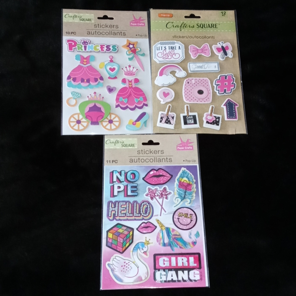 Crafters Square Pop-Up Stickers Bundle Lot of 3